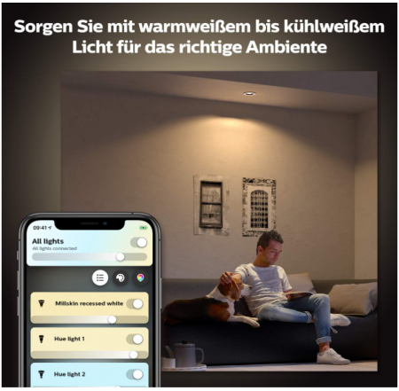 Spot LED încastrat Philips Hue White Ambiance Milliskin, 250 lm, rotund, alb [4]