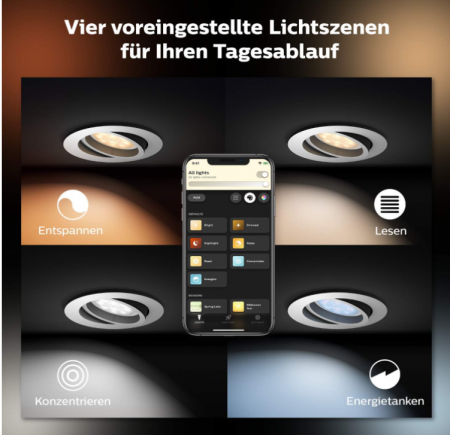 Spot LED încastrat Philips Hue White Ambiance Milliskin, 250 lm, rotund, alb [5]