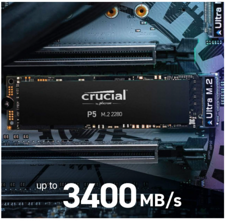 SSD intern Crucial P5 250GB CT250P5SSD8, până la 3400 MB/s, 3D NAND, NVMe [4]