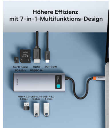 Statie de andocare Baseus USB C Hub 7 în 1 [1]