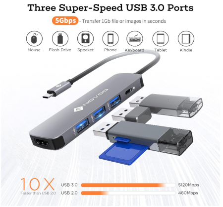 Statie de andocare NOVOO HUB Type-C 5 în 1 [2]