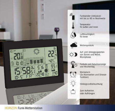 Stație meteo fără fir cu senzor exterior TFA Dostmann Horizon 35.1155.01 [7]