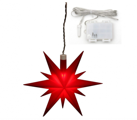 Decoratiuni, ornamente de Craciun - Stea de Crăciun din plastic roșu Dekohelden24