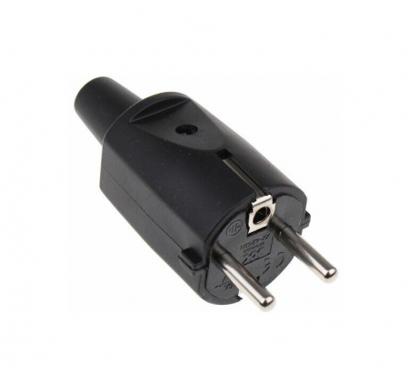 TOATE PRODUSELE - Ștecher cu împământare universal, negru, PVC, 16A