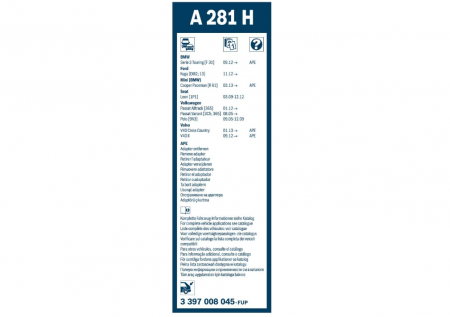 Ștergător auto Bosch A281H, lungime: 280 mm, pentru lunetă [2]