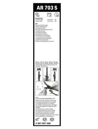 Stergător auto Bosch Aerotwin AR703S 700 mm/650 mm pentru parbriz [2]