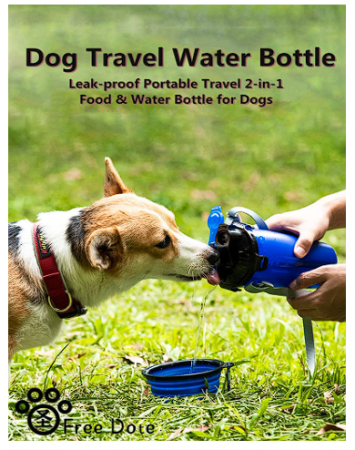 Sticla 2 în 1 apa si mancare pentru caini , 350ml apa/ 250ml mancare - Albastru [7]