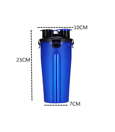 Sticla 2 în 1 apa si mancare pentru caini , 350ml apa/ 250ml mancare - Albastru [1]