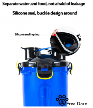 Sticla 2 în 1 apa si mancare pentru caini , 350ml apa/ 250ml mancare - Albastru [4]