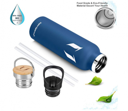 Sticlă de apă din oțel inoxidabil Super Sparrow, 620 ml, termos albastru [5]