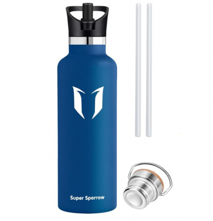 Bucatarie & Servire - Sticlă de apă din oțel inoxidabil Super Sparrow, 620 ml, termos albastru
