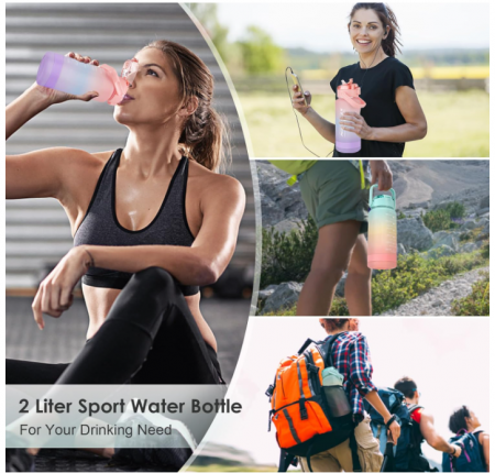 Sticlă de apă gradată LKEVREG, 2 L, fără BPA [6]