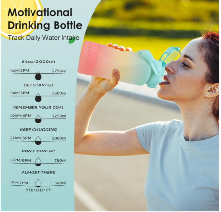 Sticlă de apă gradată LKEVREG, 2 L, fără BPA [4]