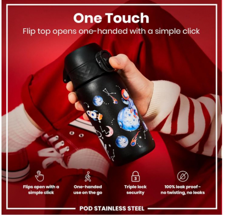 Sticla de apa pentru copii Ion8, din oțel inoxidabil, 400 ml [4]