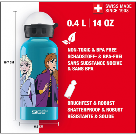 Sticla de apă SIGG din aluminiu pentru copii Anna & Elsa, Fără BPA, 0.4L [3]