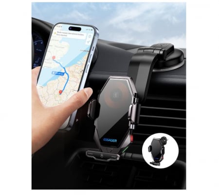 Accesorii Auto - Suport auto cu incarcator pentru telefon mobil ESSAGER, cu ventuza
