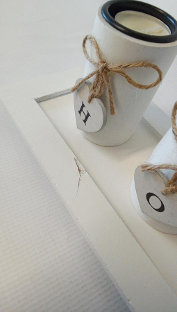 Suport de lumanari Relaxdays cu Tava si Pietre, Decoratiune pentru Masa, Alb [2]