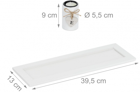 Suport de lumanari Relaxdays cu Tava si Pietre, Decoratiune pentru Masa, Alb [5]