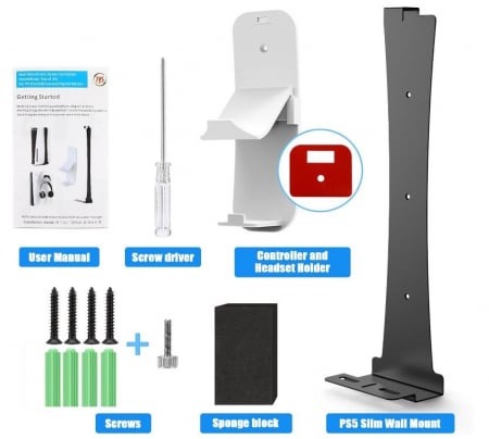 Suport de perete pentru Playstation 5 Slim cu suport pentru controler, negru [2]