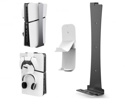 Suport de perete pentru Playstation 5 Slim cu suport pentru controler, negru [0]