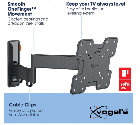 Suport de perete reglabil Vogel's TVM 3245 pentru televizoare de 19-43 inchi, Max 15 kg, 180°, negru [3]