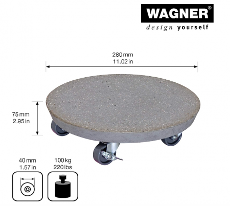 Suport ghiveci cu roți Wagner Ø 28 x 7,5 cm, Capacitate de incarcare 100kg, 20090101 [3]