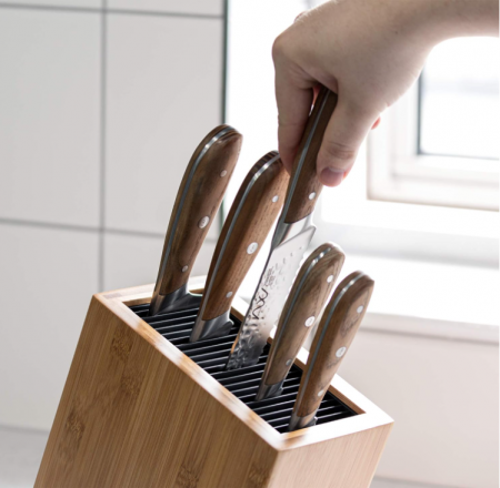 Suport pentru cuțite, Bloc universal din bambus, 20 de fante, cu lungimea lamei de până la 20 cm [5]