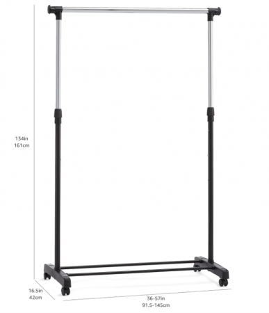 Suport pentru haine cu roți Amazon Basics, crom [6]