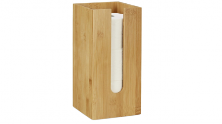 Suporturi si accesorii baie - Suport pentru hârtie igienică Relaxdays, 3 role, bambus, 33 x 15 x 15 cm