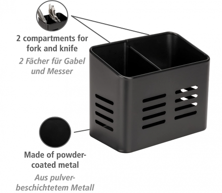 Suport pentru tacâmuri WENKO, negru, 16 x 13.5 x 9 cm [1]