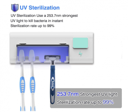 Suport periute de dinti cu sterilizare UV, 5 periuțe [2]