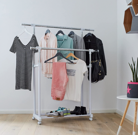 Suport Rollkleide pentru haine, metal, plastic, alb, 90 x 44 x 95 cm [3]