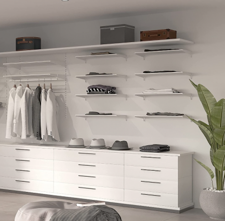 Suporturi pentru rafturi Emuca 7908812 pentru șină de perete dublă (dimensiune grilă: 32 mm), Alb, 320 mm, Set 15 buc [5]