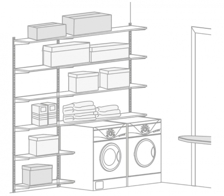 Suporturi pentru rafturi Emuca 7908812 pentru șină de perete dublă (dimensiune grilă: 32 mm), Alb, 320 mm, Set 15 buc [2]