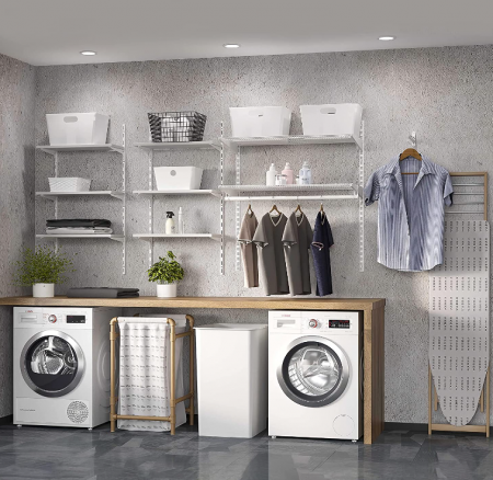 Suporturi pentru rafturi Emuca 7908812 pentru șină de perete dublă (dimensiune grilă: 32 mm), Alb, 320 mm, Set 15 buc [3]