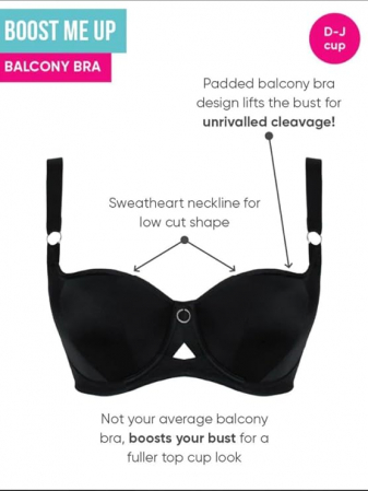 Sutien Curvy Kate Boost Me Up Balconette, negru, 90I [4]