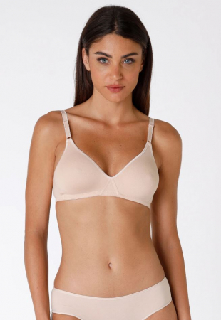 Lenjerie intima femei - Sutien fara armatura Lovable, din bumbac, bej, 80B
