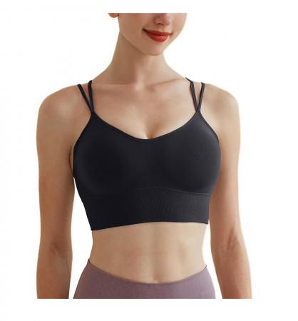 Lenjerie intima femei - Sutien sport pentru femei Memoryee, push-up, negru, S