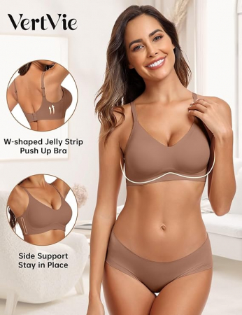 Sutien sport pentru Vertvie, femei fără armătură, push-up, maro, M [1]