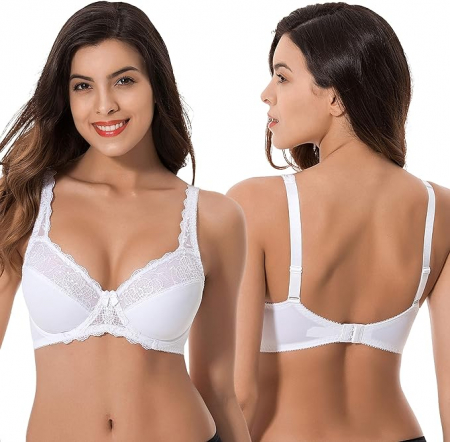 Sutien modelator pentru femei Curve Muse Minimizer, cu broderie din dantelă, pachet de 3, Marimea 85C [5]
