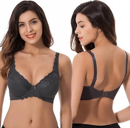 Sutien modelator pentru femei Curve Muse Minimizer, cu broderie din dantelă, pachet de 3, Marimea 85C [4]