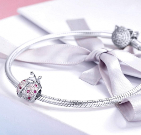 Talisman gărgăriță/buburuză din argint 925, breloc pentru brățară Pandora [7]