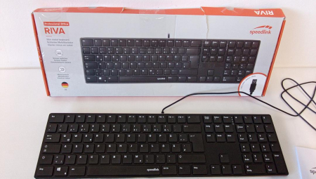 Tastatură cu fir silențioasă Speedlink RIVA Scissor Keyboard pentru PC, cu USB, layout german, negru [1]