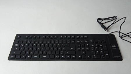 Tastatură flexibilă LogiLink ID0019A, rezistentă la apă, QWERTZ - aspect german, 109 taste, negru [1]