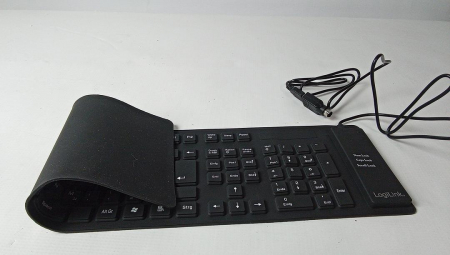 Tastatură flexibilă LogiLink ID0019A, rezistentă la apă, QWERTZ - aspect german, 109 taste, negru [2]