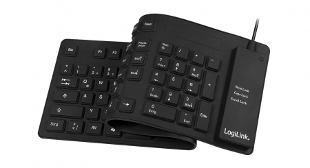 Tastatură flexibilă LogiLink ID0019A, rezistentă la apă, QWERTZ - aspect german, 109 taste, negru [0]