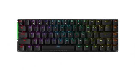 Tastaturi, Mouse și dispozitive de intrare - Tastatura gaming mecanica wireless ASUS ROG Falchion, format 65%, switch-uri Cherry MX Red, panou tactil interactiv, iluminare RGB Aura Sync, Negru