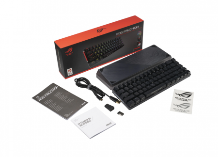 Tastatura gaming mecanica wireless ASUS ROG Falchion, format 65%, switch-uri Cherry MX Red, panou tactil interactiv, iluminare RGB Aura Sync, Negru [8]