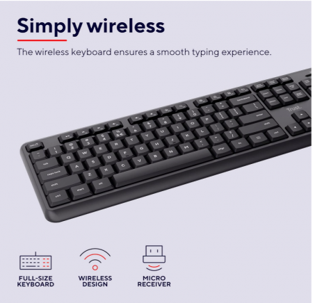 Tastatură si mouse fără fir Trust Ody, Tastatura silentioasa cu Layout Italian [7]