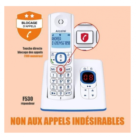 Telefon fără fir Alcatel Classic F530 DECT, alb [4]